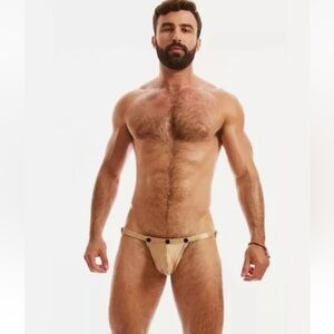 N2N Bodywear Titan Jock w/Snap Pouch - Metallic Gold, Large, NWT